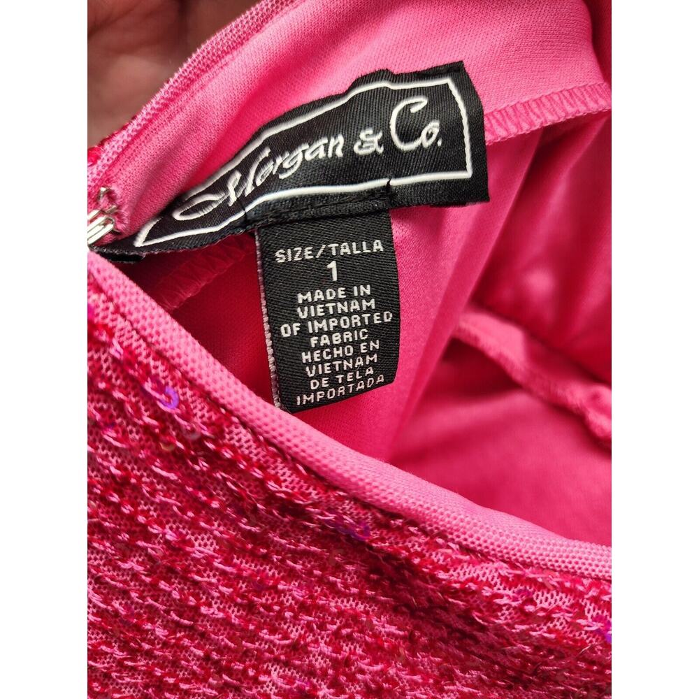Morgan & Co Prom Dress Juniors Sz 1 Pink Maxi One Shoulder Sequin Backless 1148 - Picture 14 of 15